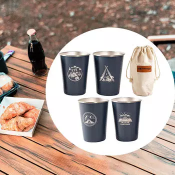 4 шт. в упаковке 350 мл. Нержавеющие стальные стаканы, металлические небьющиеся стаканы для питья, стаканы для воды для детей,