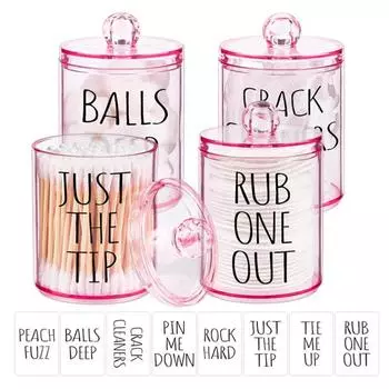 4 шт. в упаковке, держатель для ватных палочек, диспенсер с крышками и этикетками - аптекарские банки объемом 10 унций, органайзер для ватных палочек и зубной нити в ванной комнате чёрный