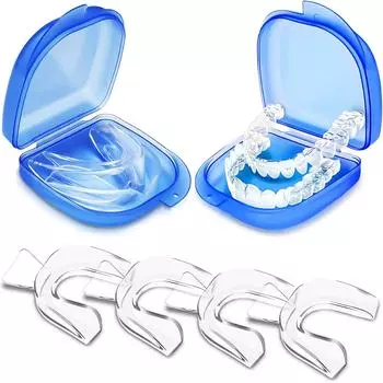 4 шт. в упаковке, ночные капы для сна, фиксаторы для зубов, формованные капы для зубов, скрежещущие зубы, с футляром для переноски, индивидуальные фиксаторы для зубов 4PCS