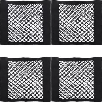 4 шт. в упаковке, универсальная автомобильная сетка для хранения потолочной сетки, автомобильная настенная наклейка, сетчатый карман, эластичная сумка для багажника, черная сетка для хранения грузов 25X40CM чёрный