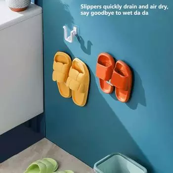 4 шт., вешалка для тапочек для ванной комнаты, самоклеящаяся для ежедневного использования, бесследная, без остатков, монтажная полка для хранения в ванной комнате, органайзер для тапочек, прочный белый