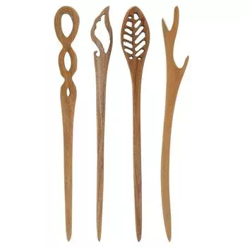 4 шт., винтажные ретро-палочки для волос, старинные китайские японские деревянные заколки для волос, деревянные длинные рога, вилка Pe Horizontal iron box