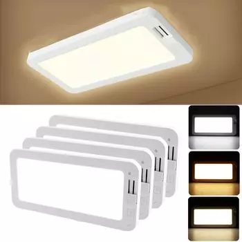 4 шт. внутреннего освещения автофургона 10 Вт 12 В/24 В 3 цвета 96 светодиодов матовый потолочный светильник с регулируемой яркостью для кемпера прицепа каравана