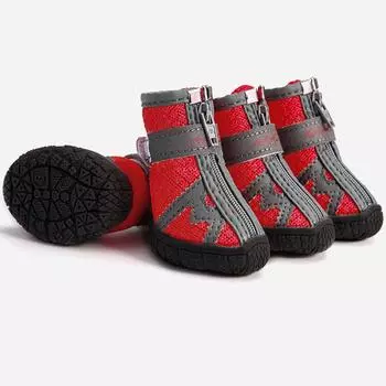 4 шт. водонепроницаемая обувь для собак, резиновые сапоги для собак со светоотражающими полосками, противоскользящие дышащие зимние сапоги для маленьких собак, кошек, щенков size 1