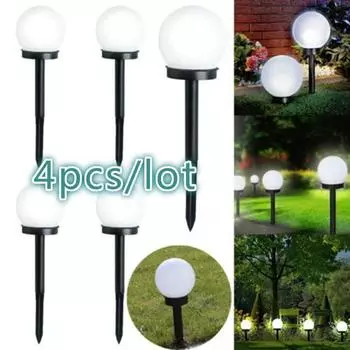 4 шт. водонепроницаемый светодиодный светильник на солнечной энергии для улицы, сада, дорожки, двора, лужайки, дороги, точечный светильник 4pcs