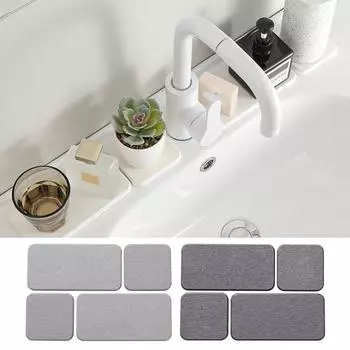 4 шт. водопоглощающий каменный поднос, мгновенно высыхающий, подставка под раковину, кухонная губка, подставка для мыла и зубных щеток для ванной комнаты, столешница белый