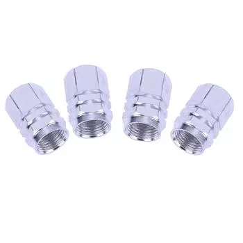 4 шт., воздушные колпачки для клапанов колес автомобиля из алюминиевого сплава, крышки штока (Серебряный)