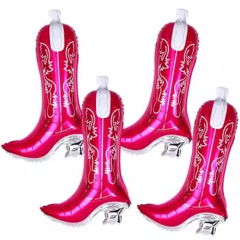 4 шт. воздушных шаров в виде сапог ковбойши для украшения вечеринки в стиле вестерн, розовые воздушные шары в виде сапог ковбойши