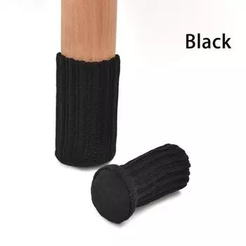 4 шт. вязаные носки для ног стула, мебельные ножки стола, защитные накладки на пол, защитные накладки на пол чёрный