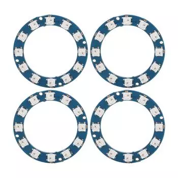 4 шт. WS2812 5050 RGB кольцевая лампа панель 12 бит умная полноцветная высокая яркость круглая светодиодная лампа 5 В