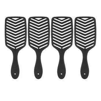 4 шт. выдолбленные щетки для массажа кожи головы выдолбленные расчески для распутывания волос укладки черные