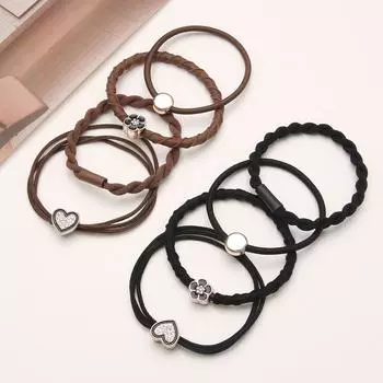 4 шт. высокоэластичная прочная повязка на голову, кольцо для волос, модный головной убор для девочки, милая резинка, аксессуары для волос коричневый