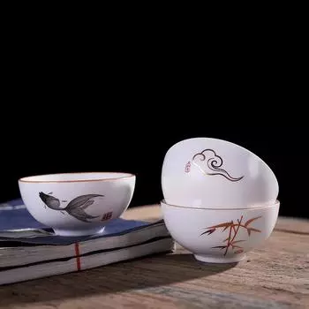 4 шт. высококачественная белая фарфоровая чайная чашка, белая чайная чашка из печи Дин, матовая глазурь, чайный сервиз Kung Fu, принадлежности для чайной церемонии, кружка