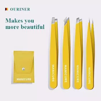 4 шт., высококачественный пинцет для бровей, красочные волосы, красота, съемник тонких волос из нержавеющей стали, наклонные зажимы для бровей, инструменты для удаления макияжа