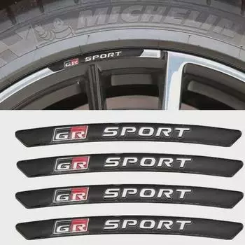 4 шт. x Алюминиевые наклейки на обод колеса с логотипом GR Sport, наклейки для эмблемы Toy-ota GRSPORT YARiS Corolla RAV4 Camry Prado Highland чёрный