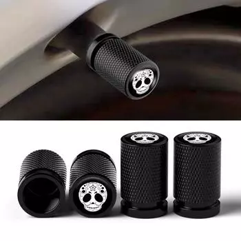 4 шт. забавная пародия на череп, колпачки автомобильных клапанов, аксессуары, наклейки, автомобильные колеса, клапаны шин, стержни шин, воздушная крышка, универсальный автомобильный стиль чёрный