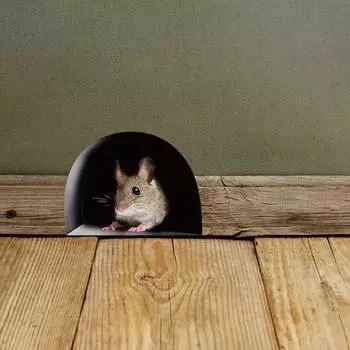 4 шт. забавных наклеек в виде мышиных норок - декоративные настенные наклейки для ванной комнаты, спальни, кухни, гостиной - самоклеящиеся, водонепроницаемые, креативный дизайн