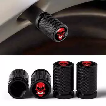 4 шт. забавный красный череп автомобильный клапан колпачки аксессуары наклейка авто колесо шина клапан стержень шины воздушный чехол универсальный автомобильный стиль чёрный