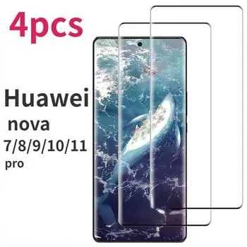 4 шт. закаленное стекло для Huawei Nova 11 10 9 8 7 Pro защитная пленка для экрана Huawei P20 Lite чистый