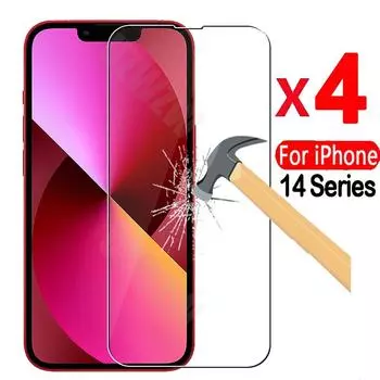 4 шт. закаленное стекло для iPhone 14 Plus 11 12 13 14 Pro Max XR X Xs Max Защитная пленка для экрана iPhone 12 13 Mini 7 8 6 6S Plus 5S SE Стекло For iPhone 11