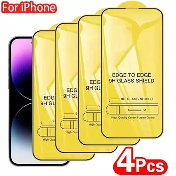 4 шт. закаленное стекло для iPhone 14 13 12 11 Pro Max защитная пленка для экрана iPhone 7 8 Plus X XR Xs Max защитная стеклянная пленка For iPhone SE