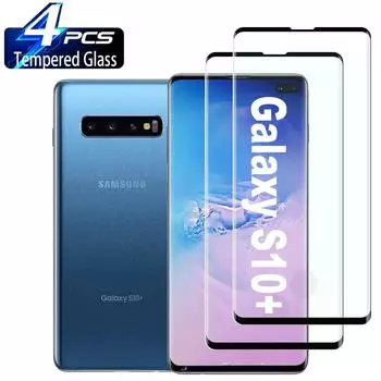 4 шт. закаленное стекло для Samsung Galaxy S10 Plus S20 S21 S22 S23 Ultra Plus Note 20 Ultra Защитное стекло от царапин 4 pieces&Glass + PET