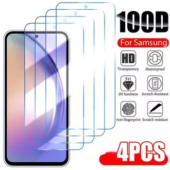 4 шт. закаленное стекло для Samsung Galaxy A54 A14 A53 A13 A33 A34 A52S 5G Защитная пленка для экрана Samsung A52 A73 A21S A51 A72 Стекло For Samsung A12 чистый