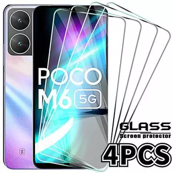 4 шт. закаленное стекло для Xiaomi Poko Poxo Little M6 Pro X6 Pro C65 13t Защитная пленка для экрана Redmi 13c Note 13 Xiaomi Mi 9 SE чистый