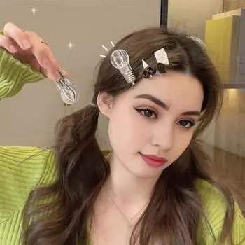 4 шт., заколка для волос с боковой челкой, лампочка, ножницы, резак, модели, заколка для волос, имитация шпильки, наряд для косплея, реквизит для фотосъемки 4pcs B