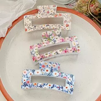 4 шт. заколки-краб для волос с весенними цветами для женщин и девочек - милые цветочные прямоугольные нескользящие заколки-бананы, тонкие густые волосы