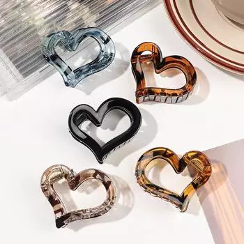 4 шт. заколки-крабы для волос в форме сердца для женщин и девушек - 2 дюйма, 4 цвета, нескользящие заколки для волос, сильная фиксация для тонких и густых волос