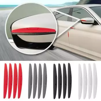 4 шт., защита от столкновений на боковые края дверей автомобиля, полоса для зеркала заднего вида, наклейки, защитные ограждения, защитные чехлы красный