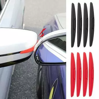 4 шт., защита от столкновений на боковые края дверей автомобиля, полоса для зеркала заднего вида, наклейки, защитные ограждения, защитные чехлы красный
