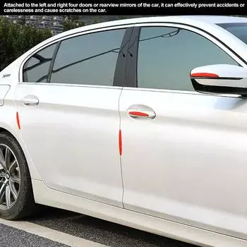 4 шт., защита от столкновений на боковые края дверей автомобиля, полоса для зеркала заднего вида, наклейки, защитные ограждения, защитные чехлы красный