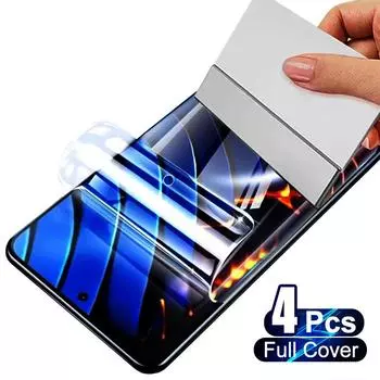 4 шт. защитная гидрогелевая пленка для экрана для Xiaomi Poco M3 M4 F5 Pro полное покрытие для Poco M5 M5s защитная пленка не стекло iphone 11 чистый