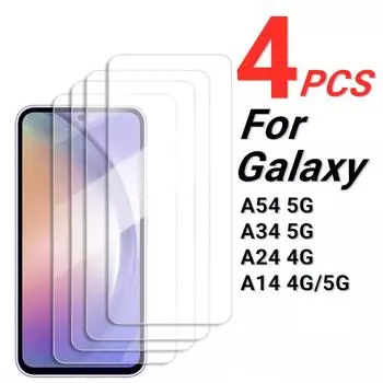 4 шт. Защитная пленка для экрана для Samsung Galaxy A54 5G закаленное стекло Samsung Galaxy A04S A14 A24 A34 A54 5G полное клеевое стекло для экрана