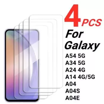 4 шт. Защитная пленка для экрана для Samsung Galaxy A54 5G закаленное стекло Samsung Galaxy A04S A14 A24 A34 A54 5G полное клеевое стекло для экрана For Samsung A12 чистый