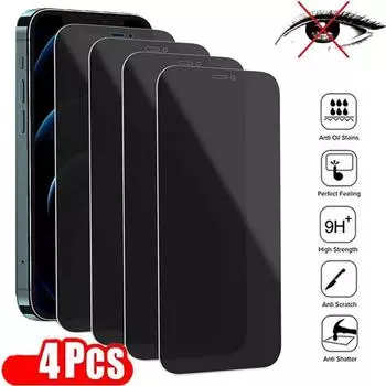 4 шт., защитная пленка из закаленного стекла для защиты экрана от шпионажа для Apple iPhone 11 12 13 14 Pro Max ProMax Plus mini 7 8 Plus 14Pro 14ProMax X XS XR iphone 14 Pro Max серый
