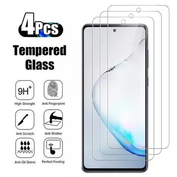 4 шт Защитное закаленное стекло для Samsung Galaxy S20 S21 S22 S23 S24 Защитная пленка для экрана Note 10 чистый