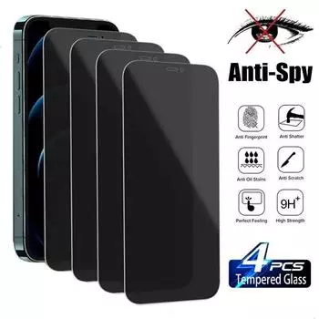 4 шт. защитные пленки для экрана конфиденциальности для IPhone 15, 12, 13, 14 Pro Max Mini 7, 8 Plus, антишпионское закаленное стекло для IPhone 11 Pro XS MAX XR iphone 11 чистый