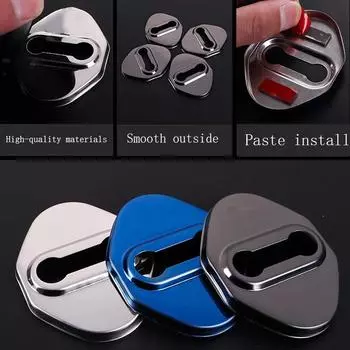 4 шт., защитный чехол для автомобильного замка, наклейки из нержавеющей стали для стайлинга автомобилей, подходят для всех автомобилей серебряный
