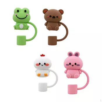 4 шт. Защитный колпачок с изображением соломинки, пылезащитный, портативный, герметичный, для питья animals