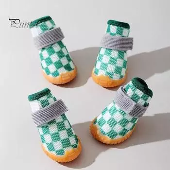 4 шт., застежка для обуви для собак, регулируемая противоскользящая защита для лап домашних животных, дышащие удобные товары для собак и домашних животных L розовый