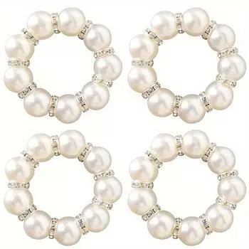 4 шт. Застежка для салфеток Банкетный отель Застежка для салфеток Большое декоративное кольцо с жемчугом Праздничное кольцо для салфеток 4pcs