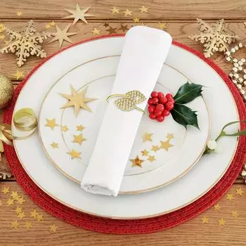 4 шт. Застежка для салфеток в гостиничном стиле, сплав, два листа травы, кольцо для салфеток, металлическое креативное кольцо для салфеток, пряжка для коврика, кольцо для ткани 4pcs