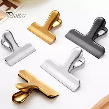 4 шт. зажимов из нержавеющей стали для пищевых пакетов, сильная сила укуса, герметичные зажимы для закусок, влагостойкие кухонные гаджеты для дома, прочный пакет для чипсов S чёрный