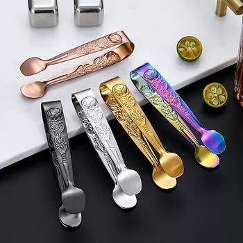 4 шт. зажимы для кубиков льда из нержавеющей стали щипцы для кускового сахара домашний зажим для еды на барбекю вечеринка хлеб десерт лед зажим бар кухонные принадлежности для сервировки серебряный