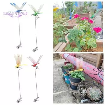 4 шт. зажимы для поддельных стрекоз, реалистичный вид, яркий цвет, водонепроницаемость, защита от мух, 3D садовый декор в виде стрекозы Multicolor