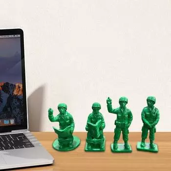 4 шт. Зеленая статуэтка военного человека, миниатюрные фигурки солдат, коллекционное украшение солдата