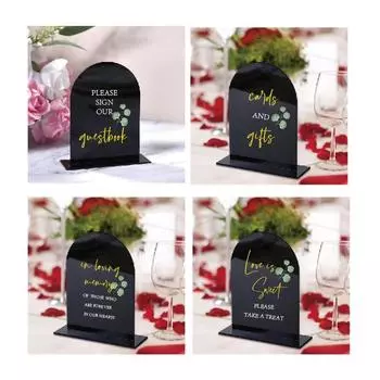 4 шт. зеркальная арка, акриловая свадебная вывеска, знак для гостевой книги, знак «любящая память», знак для открыток и подарков, свадебный знак с подставкой